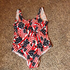 American Flag One Piece Swimsuit Womens‎ XL Patriotic Stars Stripes USA